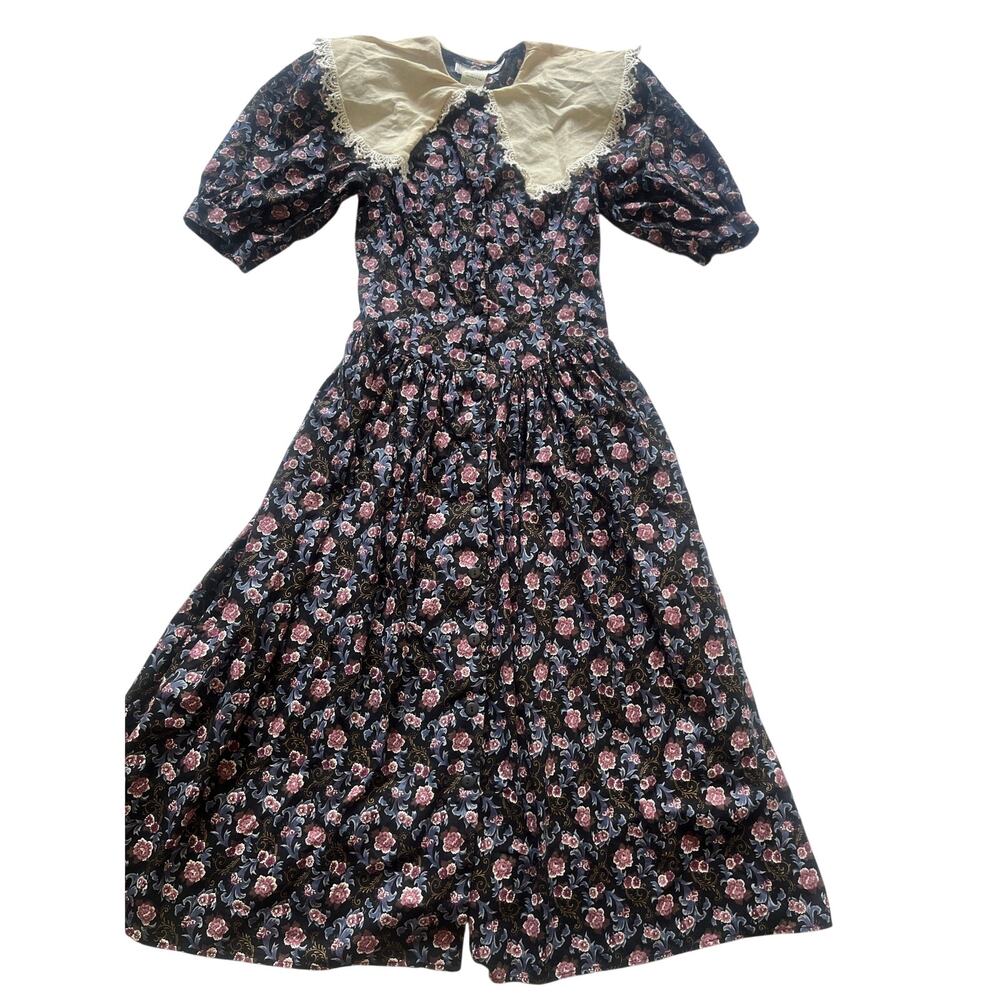 Jessica McClintock Gunne Sax Dress Size 3 Prairie Cottagecore Lace Midi 90s